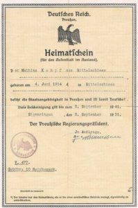 Heimatschein Preußen Original 1931